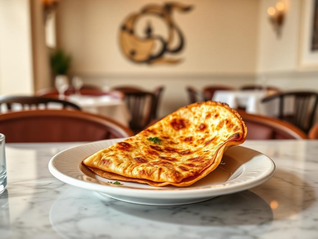 Tortilla — angerichtet auf hellem Marmor, Tageslicht
