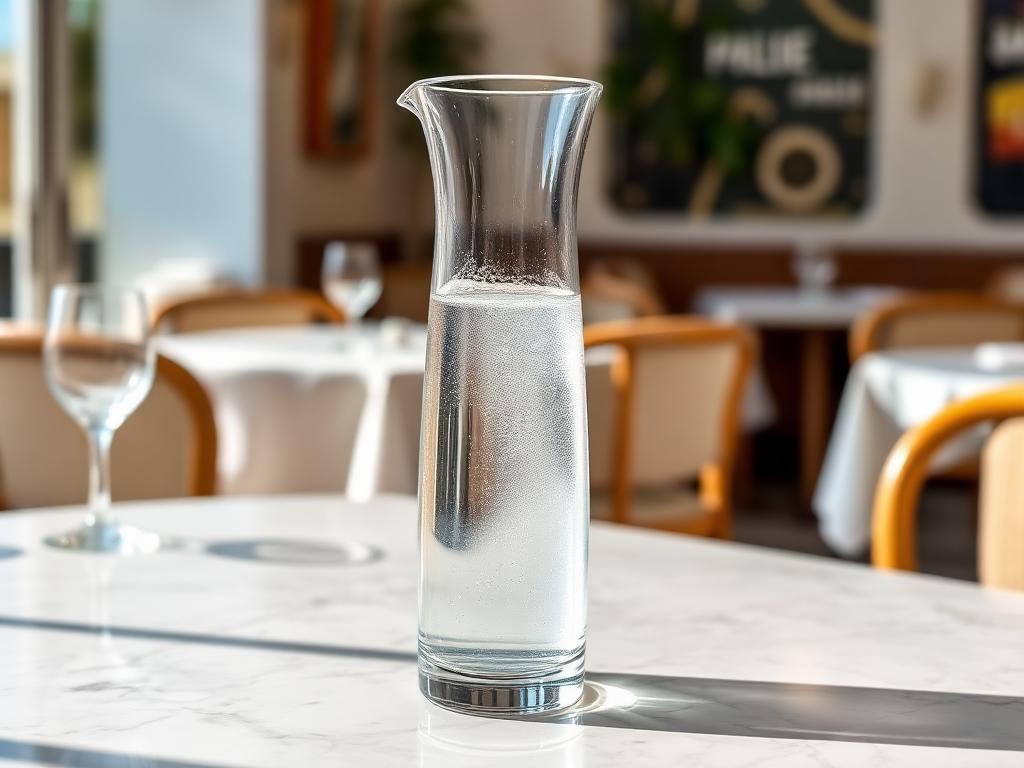 Wasser — angerichtet auf hellem Marmor, Tageslicht